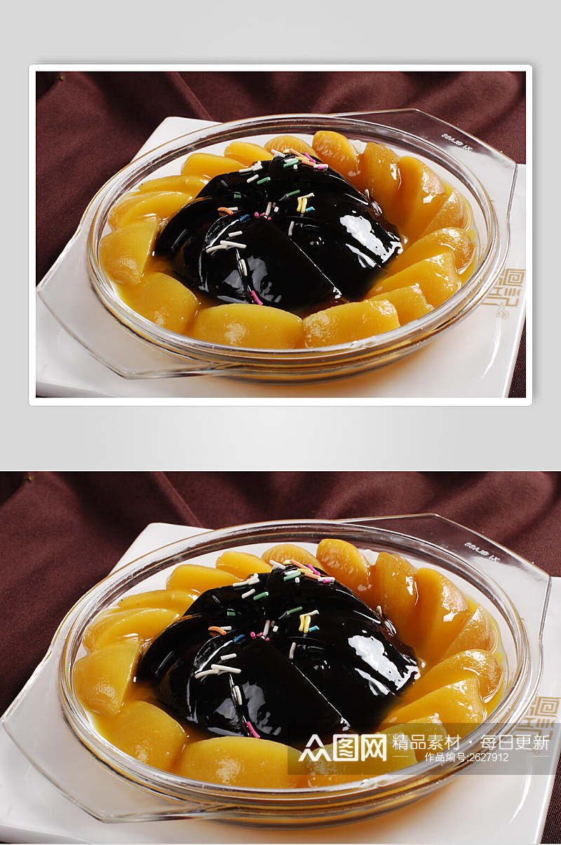 黄桃龟苓膏食物摄影图片素材