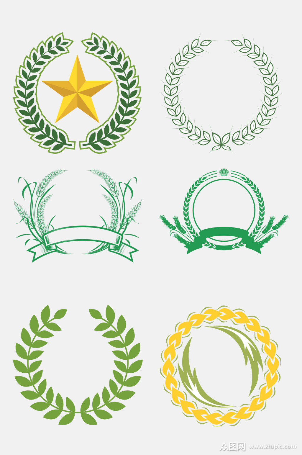 高端绿叶圆框免抠素材