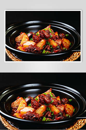 鲜淮山煲土鸭食物摄影图片