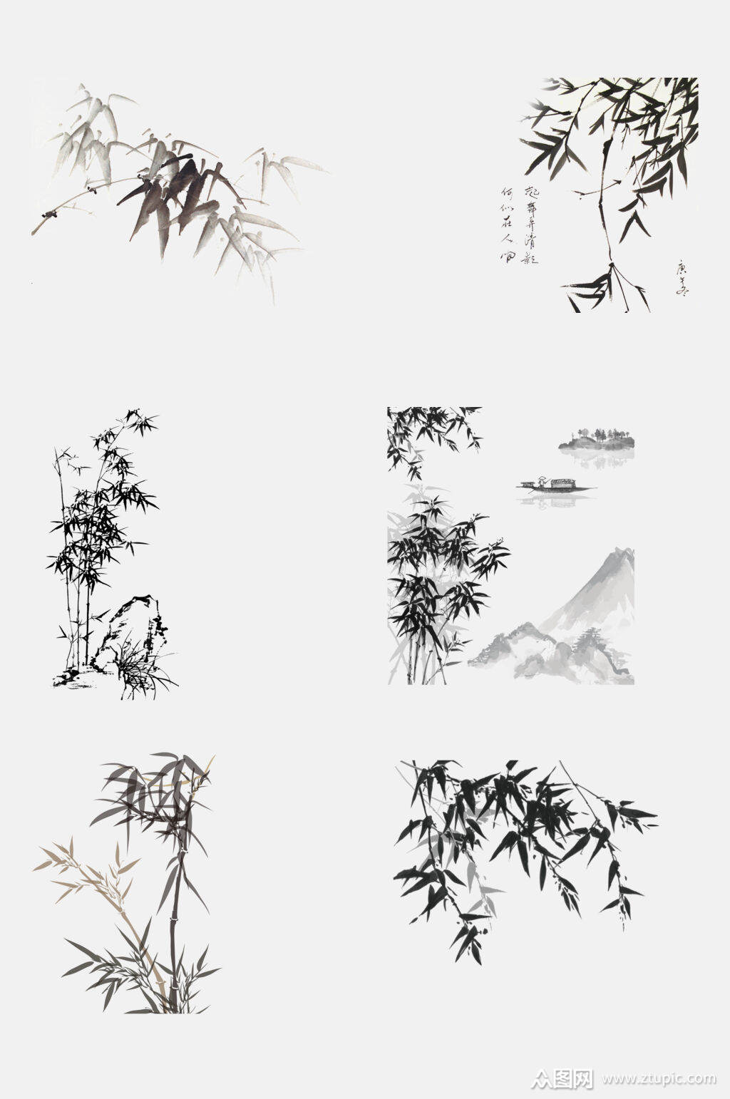 中国风水墨山水竹子免抠素材模板下载-编号2658196-众图网