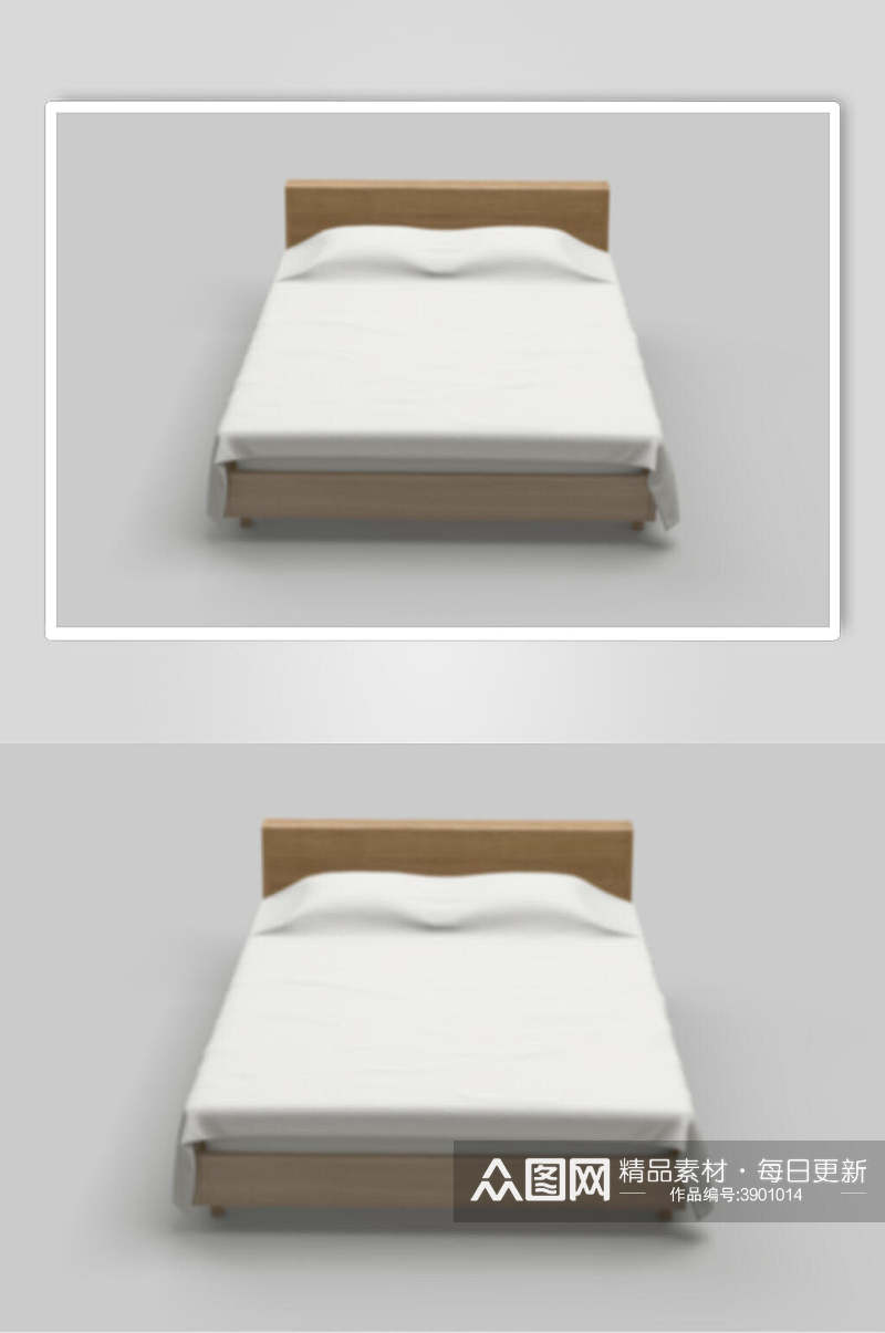 实木床白色被套双人床上用品被套贴图样机素材