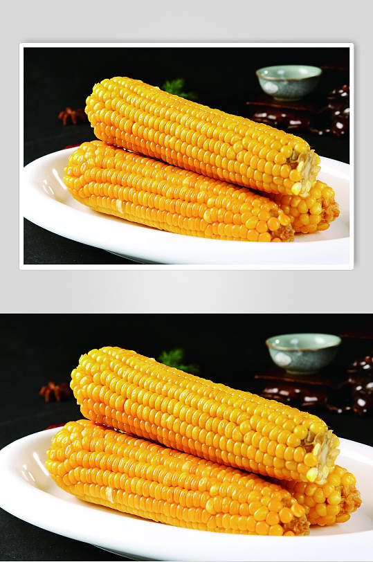 新鲜美味蒸物玉米高清图片