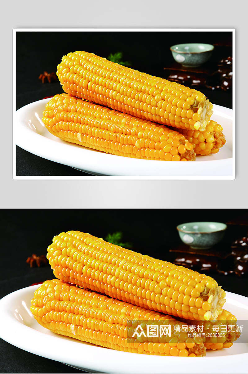 新鲜美味蒸物玉米高清图片素材
