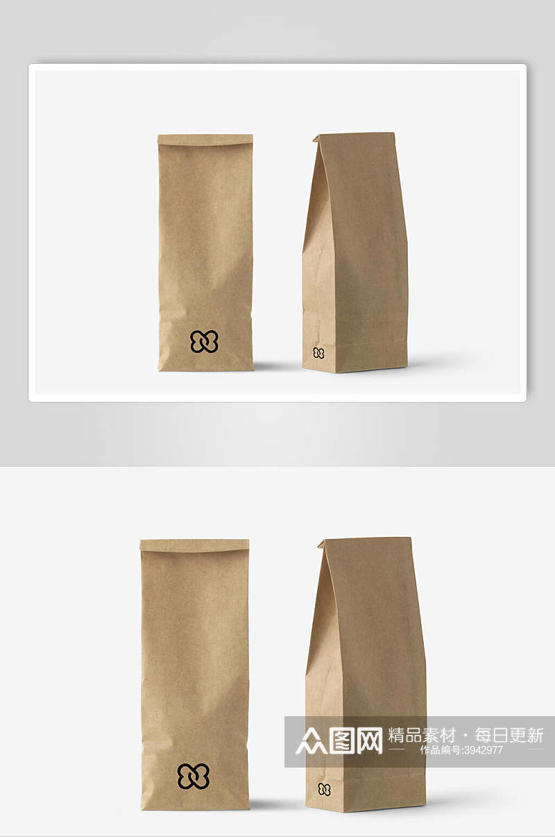纸黄色纸袋简约文创产品包装样机素材