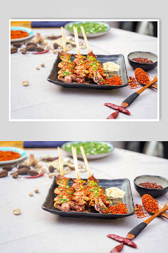 新鲜串串香烤肉串食物高清图片