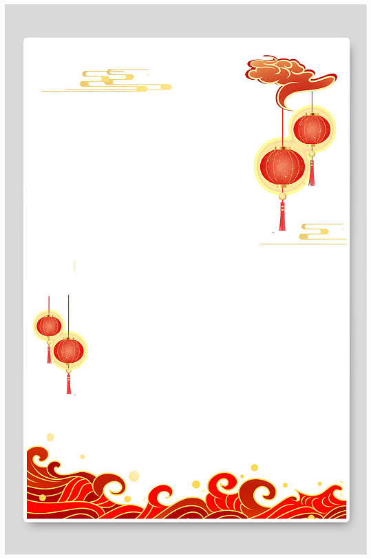 红白简约创意高端大气国潮边框背景