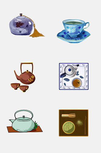 中式茶水茶壶茶杯茶具免抠素材