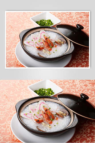 新鲜美味砂锅粥食品摄影图片