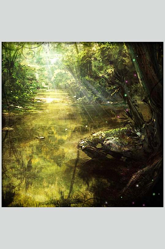 创意动漫唯美迷幻森林图片