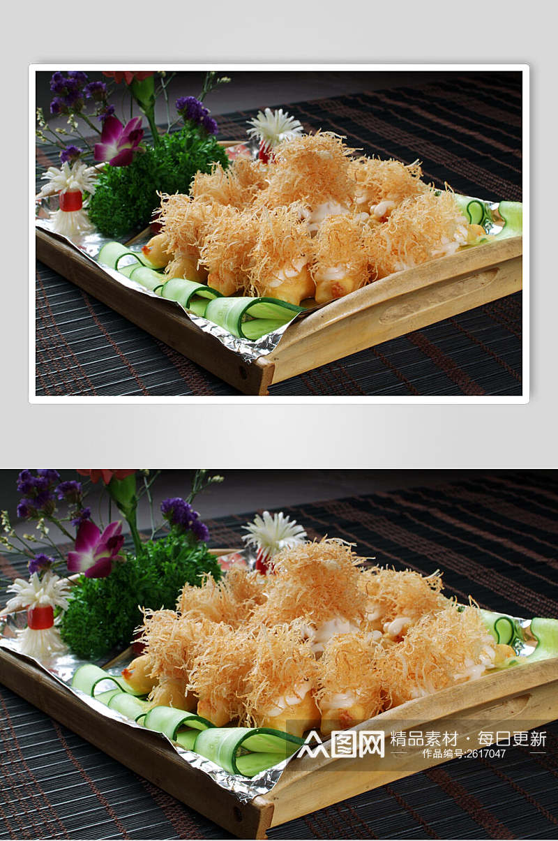 薯条金丝虾食物高清图片素材