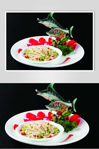 新鲜泡椒红鱼肚食物摄影图片