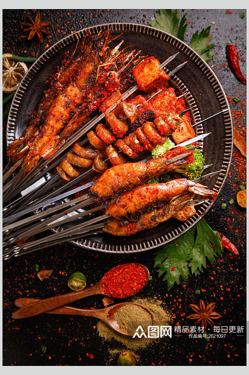 烧烤海鲜串食物摄影图片素材