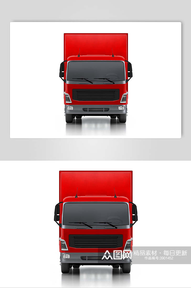 红色正面图厢式货车样机素材