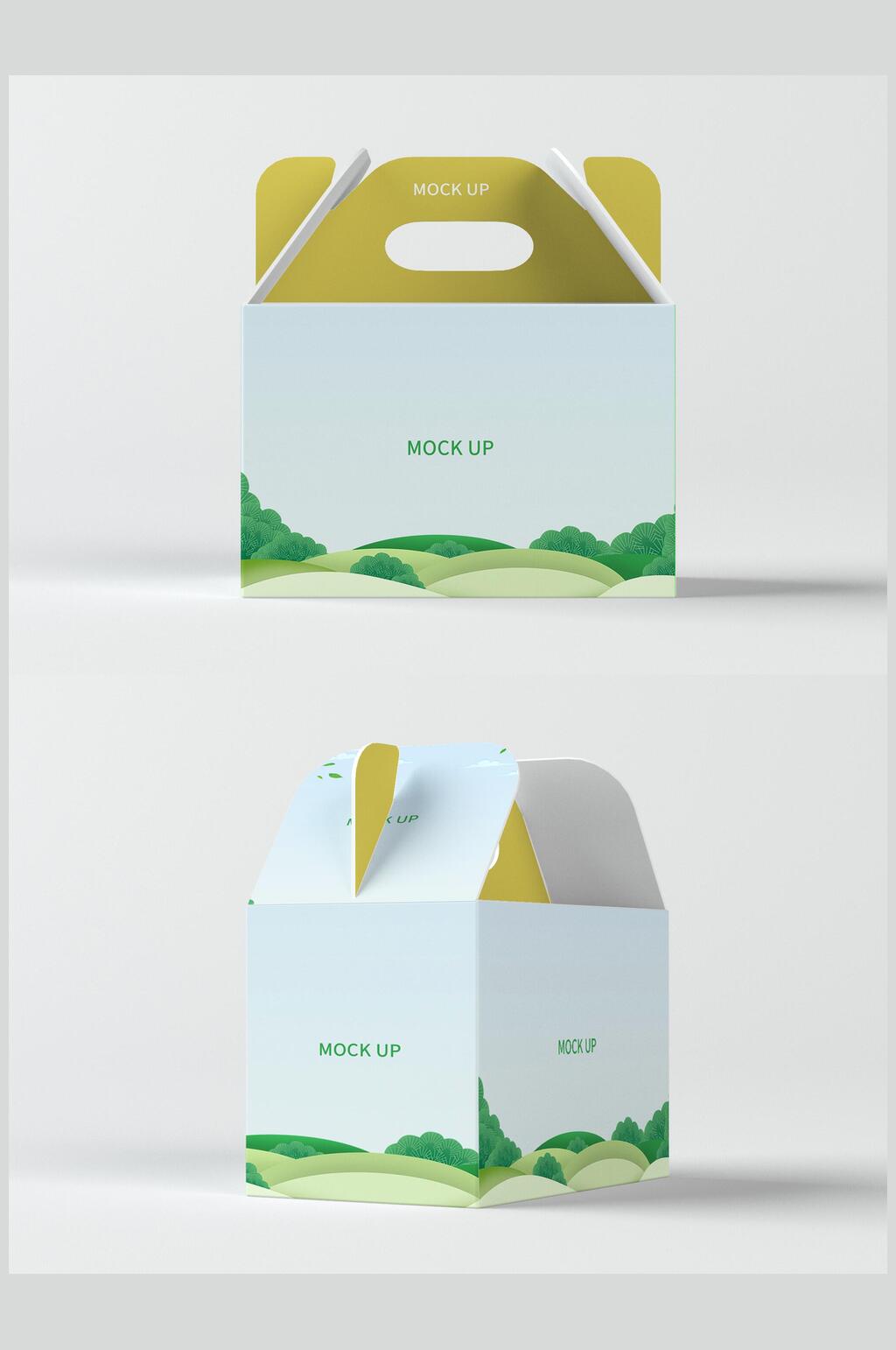 简约高端创意唯美卡扣纸箱贴图样机素材
