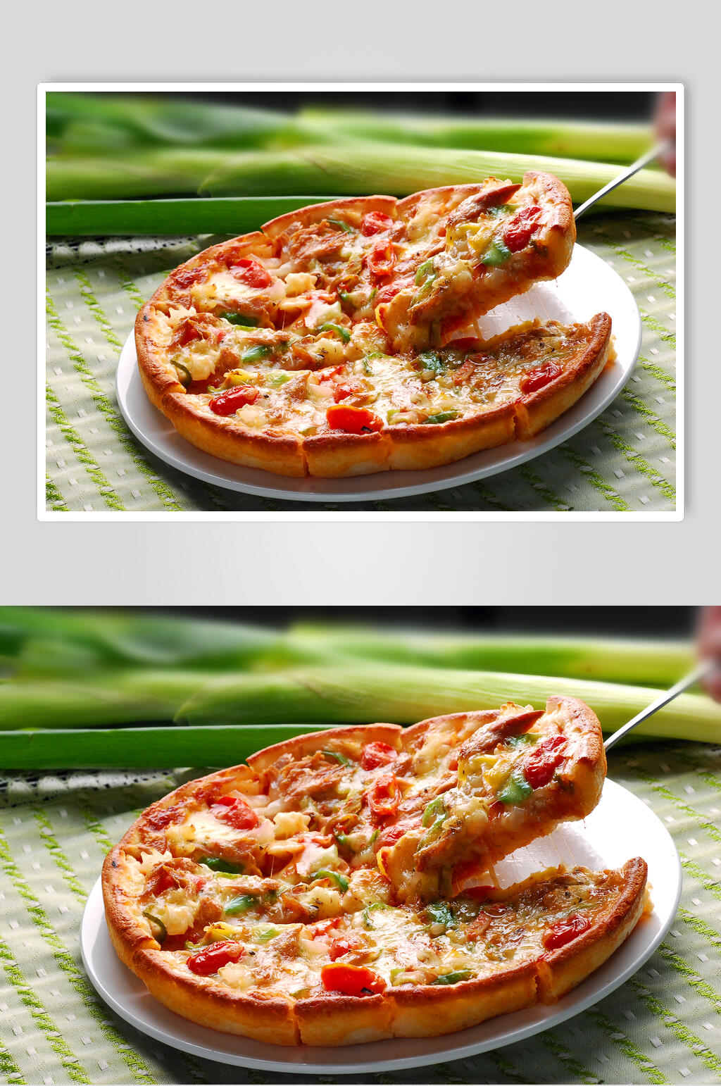 批萨夏威夷香肠蘑菇批萨食品摄影图片素材
