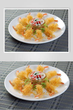 金丝凤尾虾餐饮高清图片