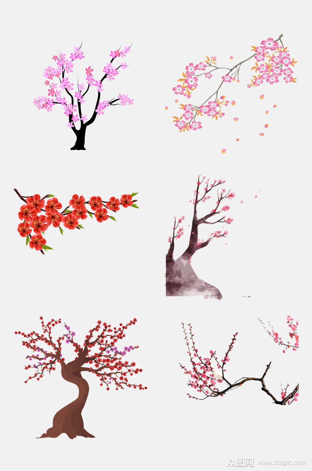 创意树木梅花季节免抠素材