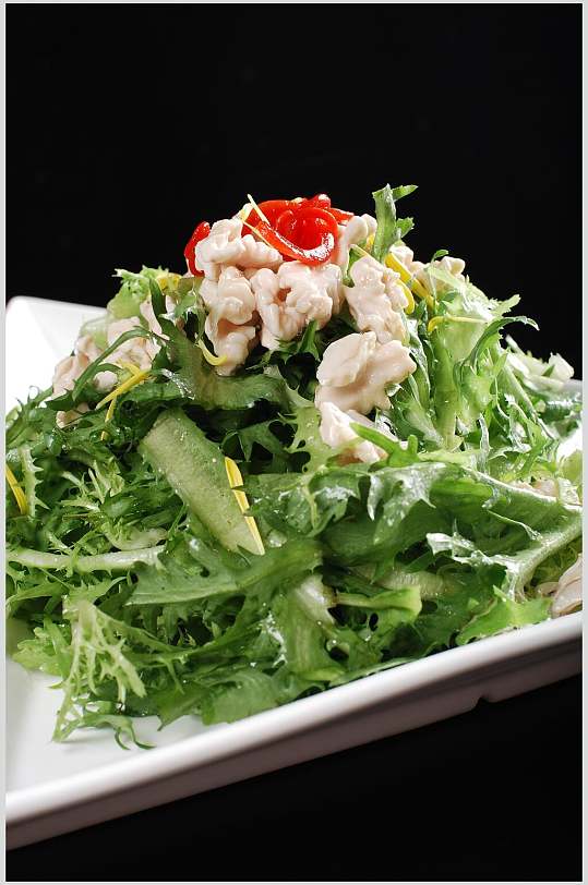 苦菊拌桃仁食物摄影图片