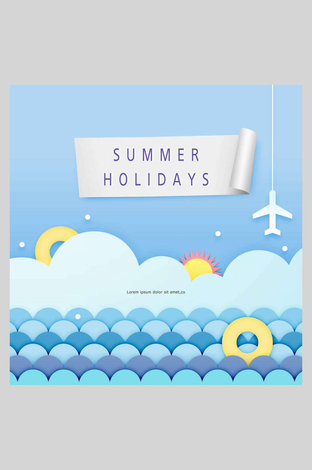 夏季假期清爽创意插画海报素材