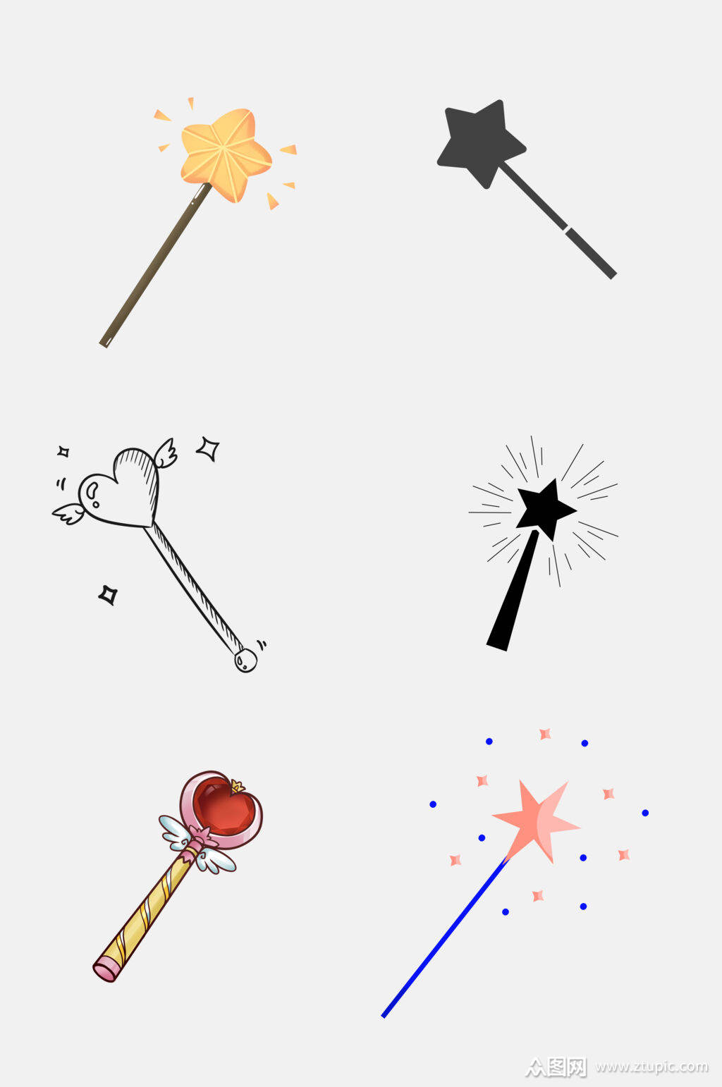 简约创意魔法棒仙女棒卡通免抠素材