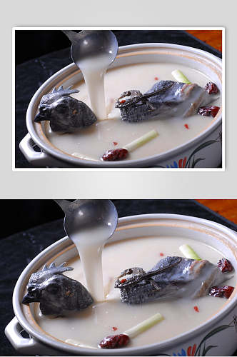 滋补乌鸡汤锅食品摄影图片