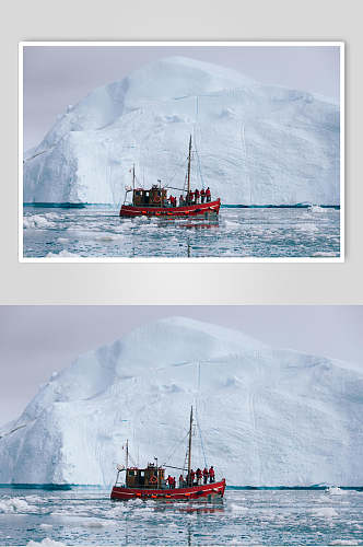 冰川瀑布海滩轮船户外风景图片