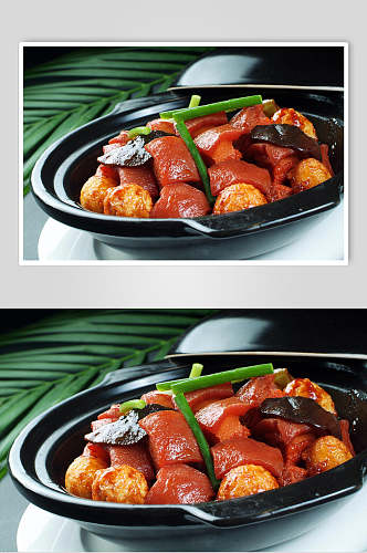 热四季豆烧肉煲食物高清图片
