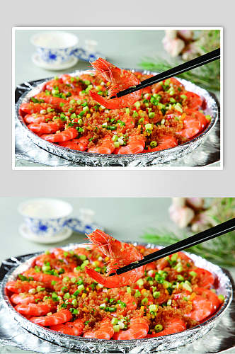生煎基尾虾食品摄影图片
