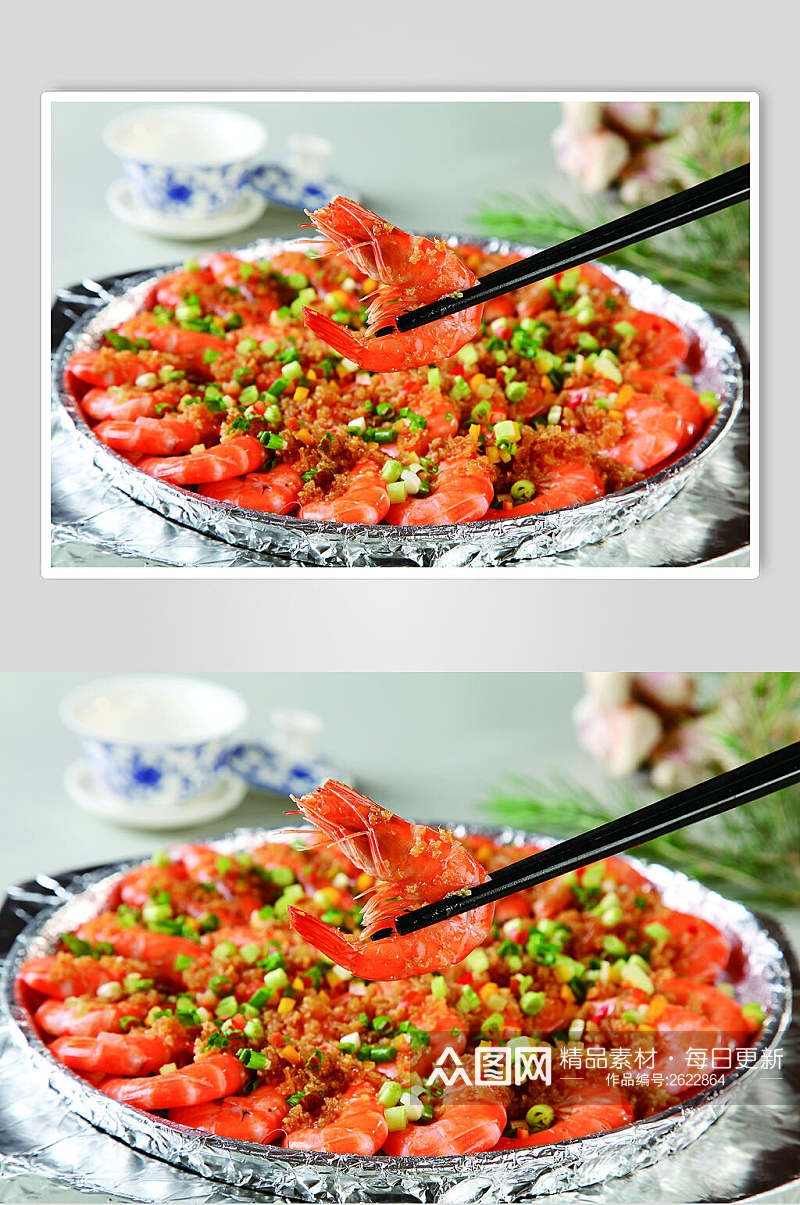 生煎基尾虾食品摄影图片素材