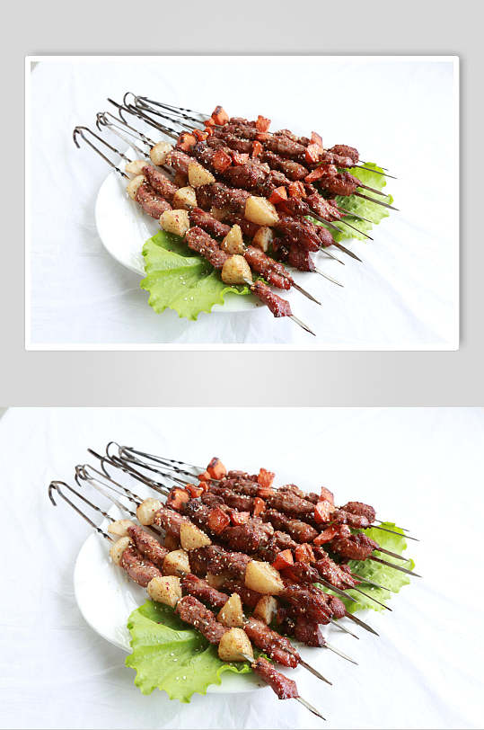 烤土豆肉串食物高清图片