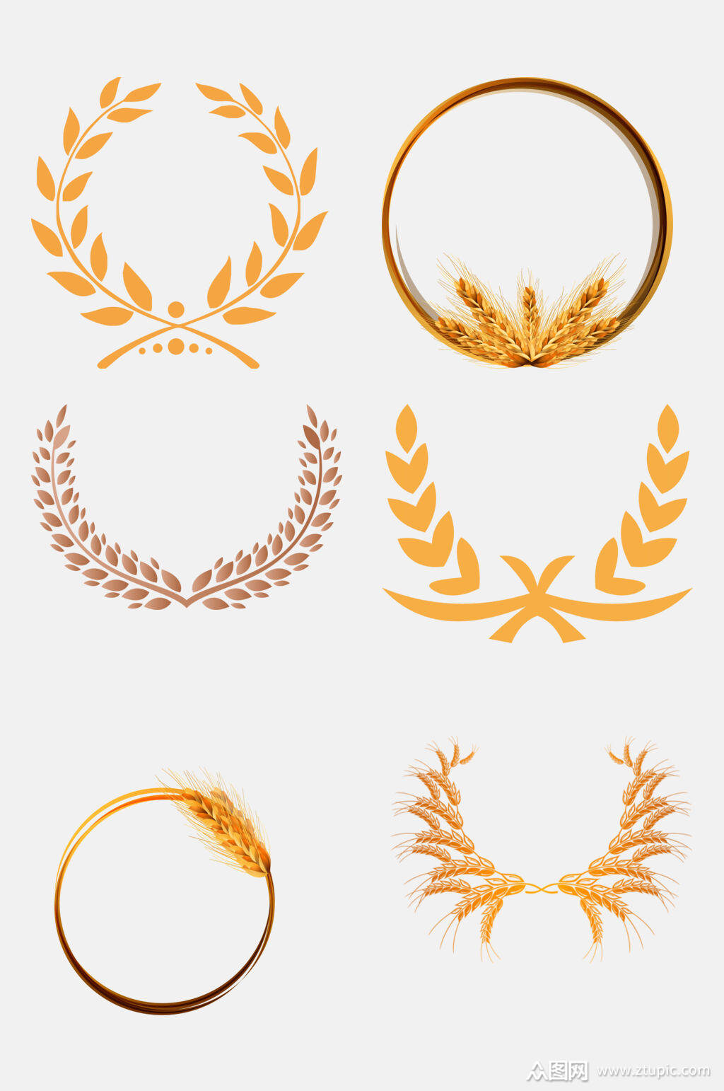 水彩大气麦穗边框免抠素材