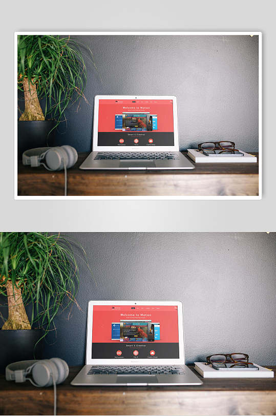 淡红色背景图片笔记本电脑显示器展示样机