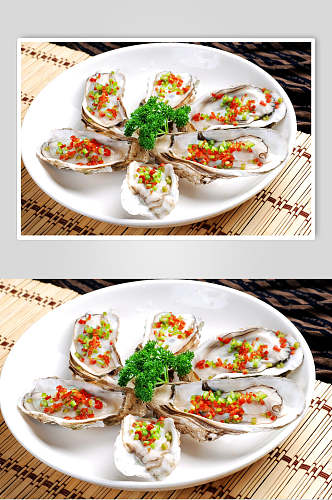 香辣美味海鲜生蚝食物高清图片