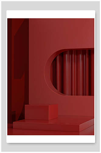 简洁红色时尚电商商品展示台背景素材