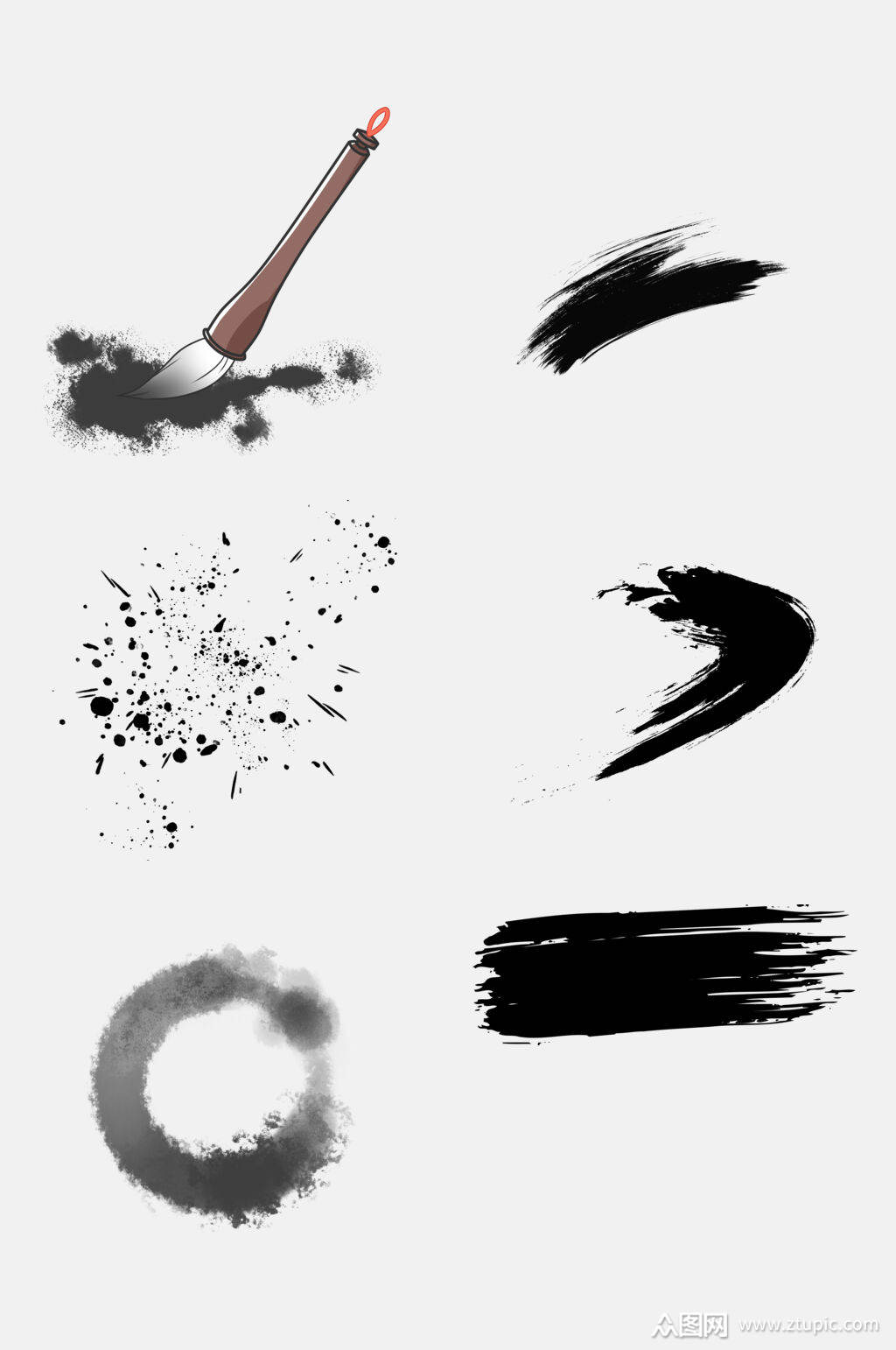 水墨墨水毛笔墨迹墨点免抠素材