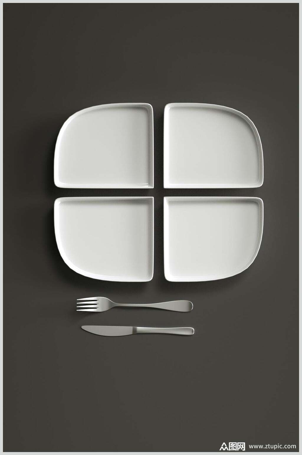 极简盘子餐具样机素材