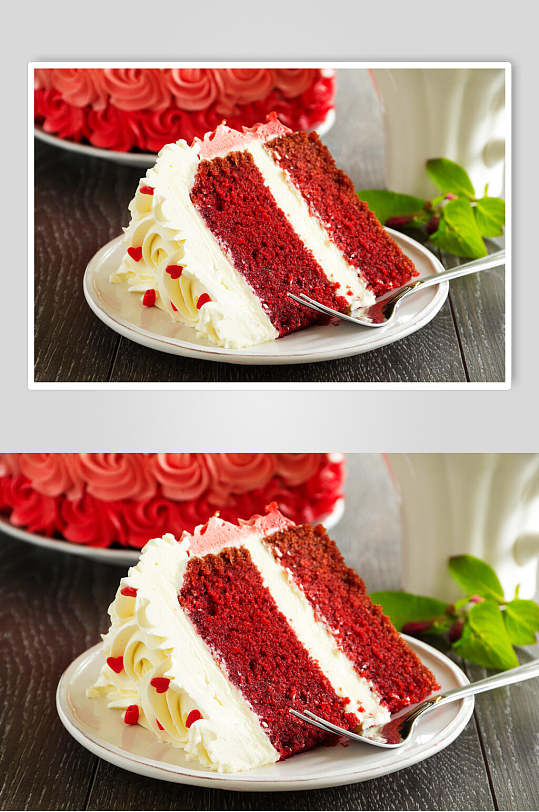 清新红丝绒甜点蛋糕切件图片