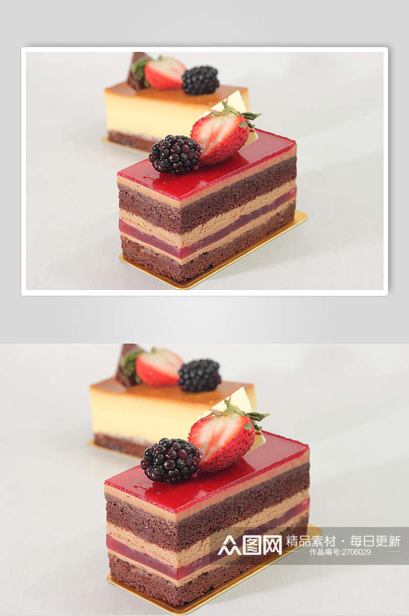新鲜美味水果甜点蛋糕切件图片素材