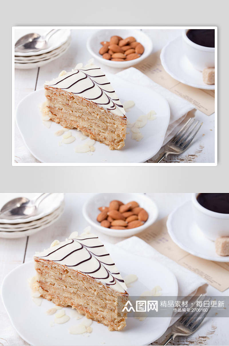营养坚果甜点蛋糕切件图片素材