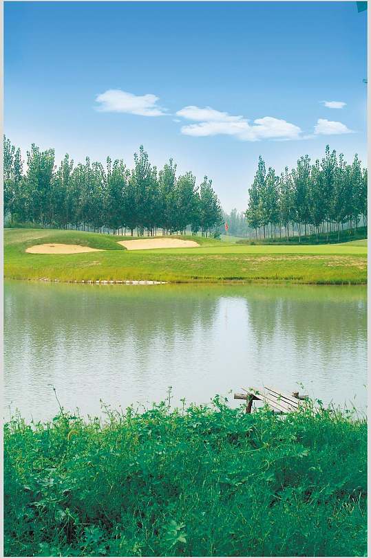 大气轻尚池塘草地图片