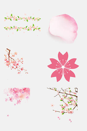 粉色花朵桃花花瓣免抠元素