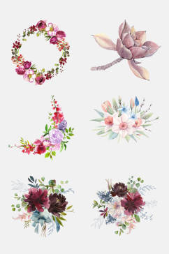创意时尚手绘花朵花环免抠素材