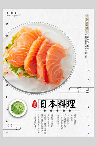 招牌三文鱼海鲜寿司美食宣传海报