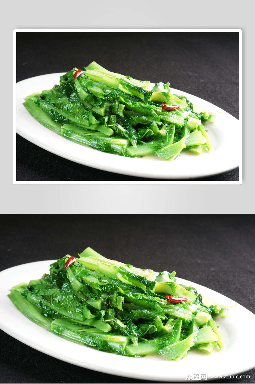 炝炒凤尾食物摄影图片