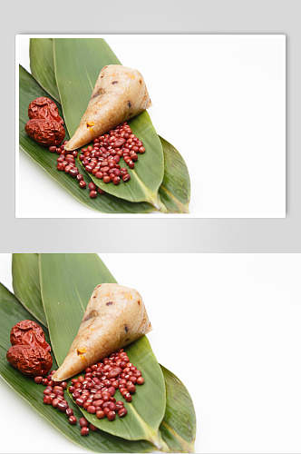 红豆红枣粽子摄影图片