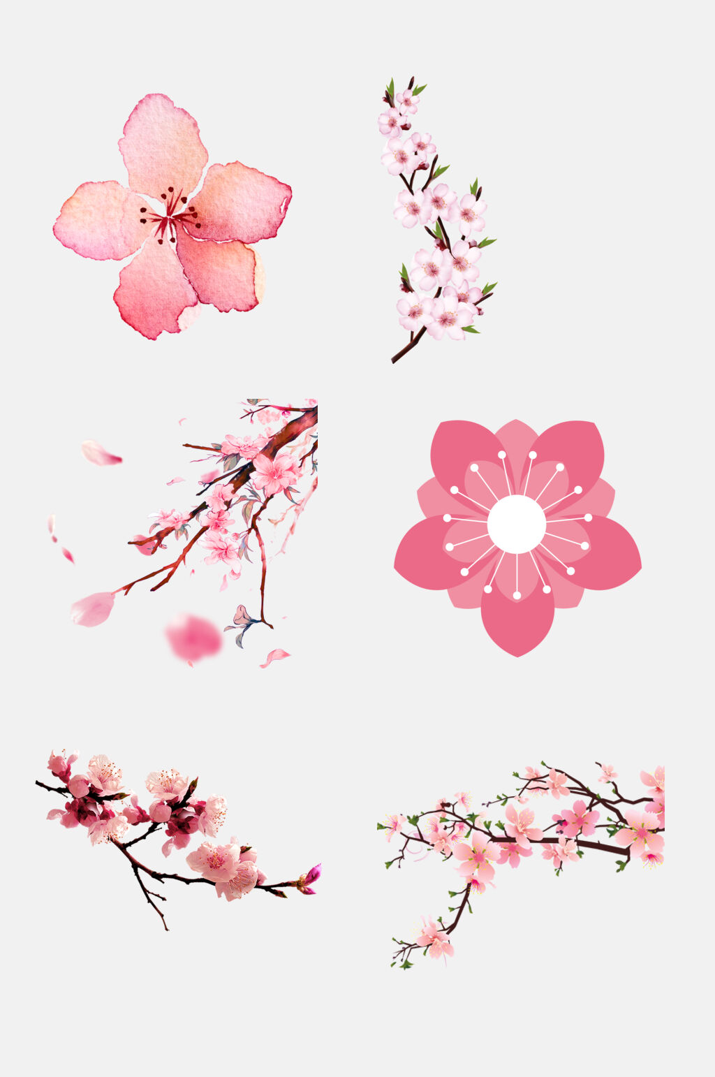 粉色桃花花瓣免抠元素素材