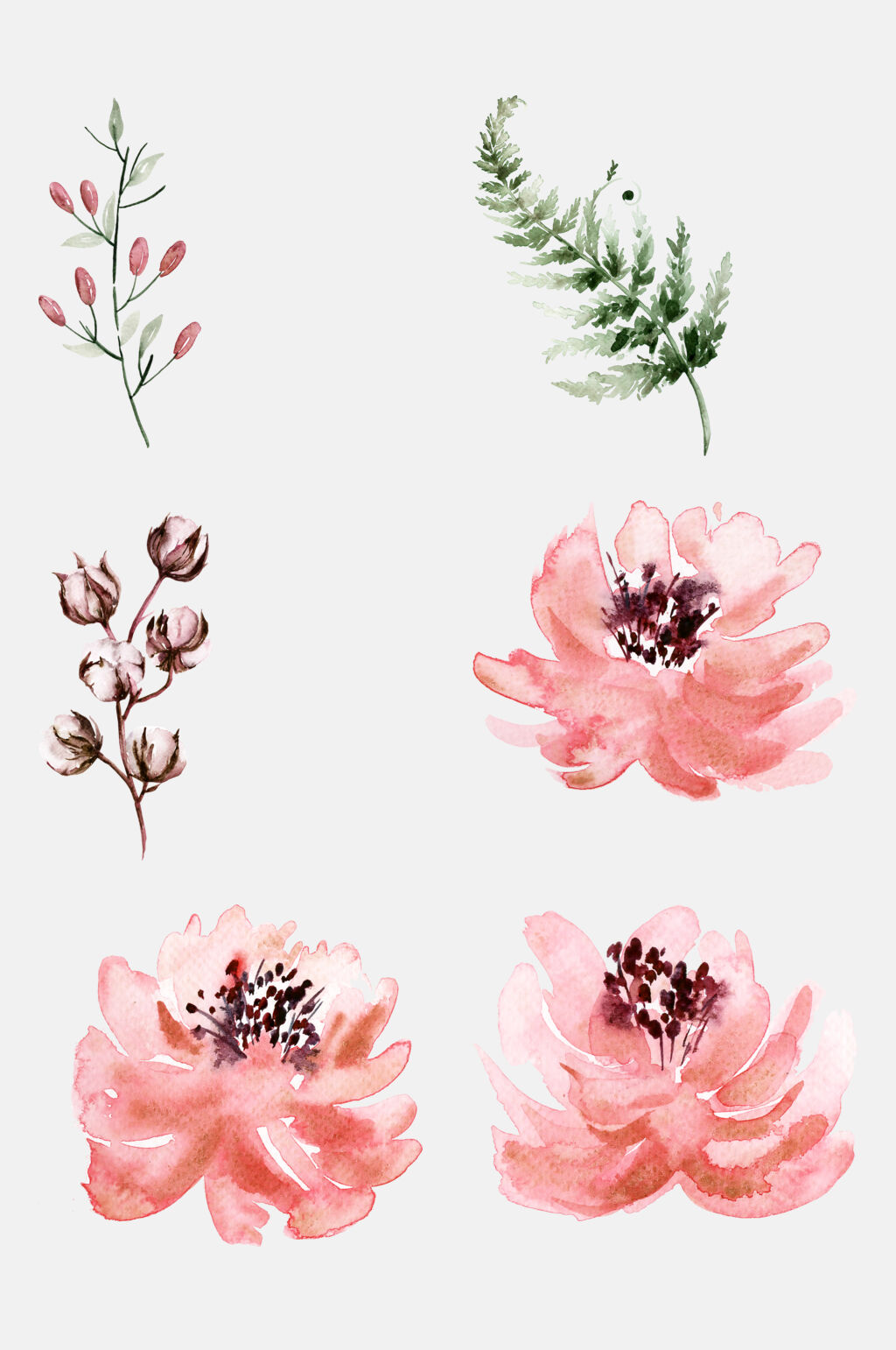 水彩森系花朵免抠素材素材