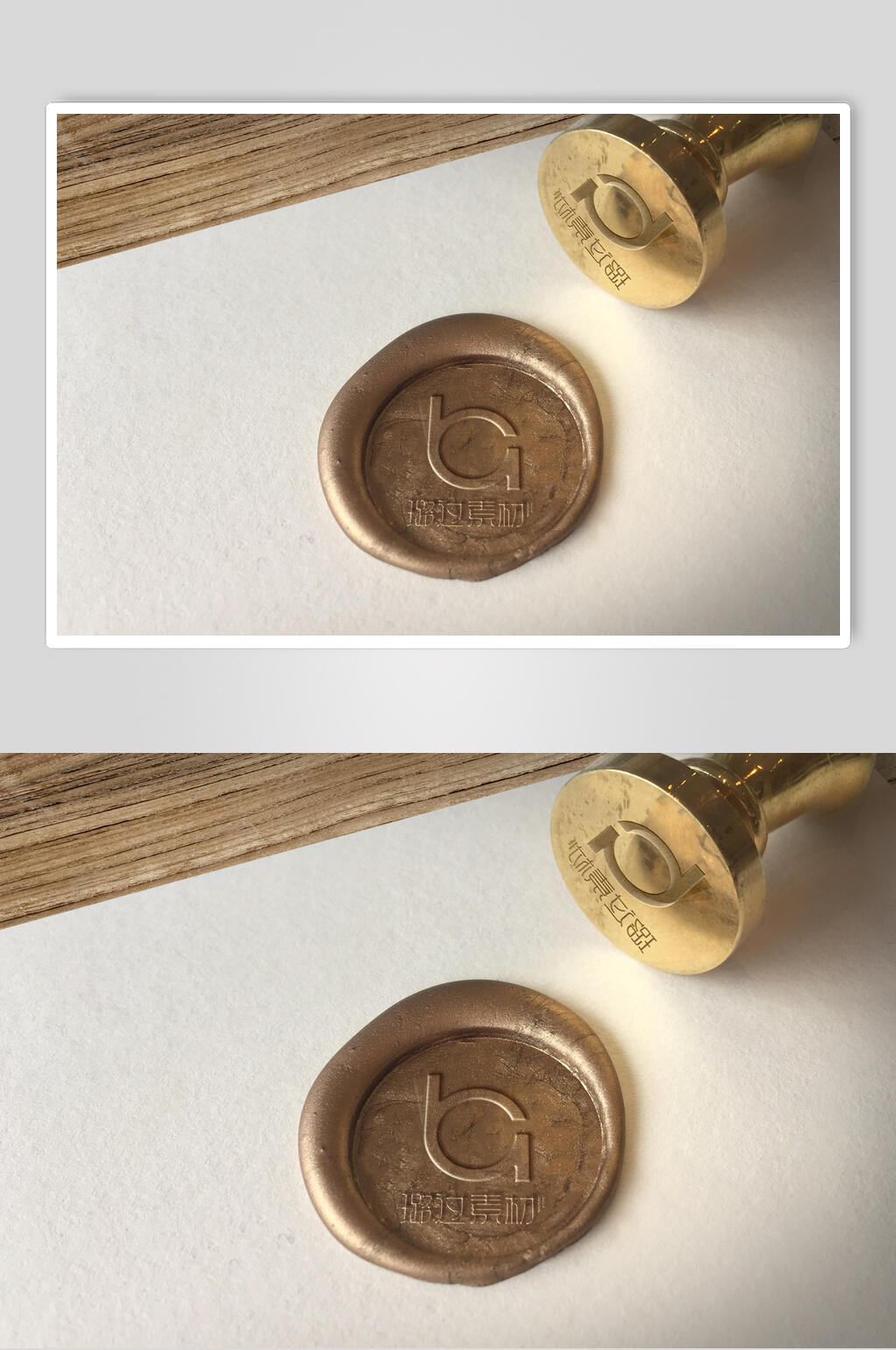 圆形金属金色邮戳印章样机素材