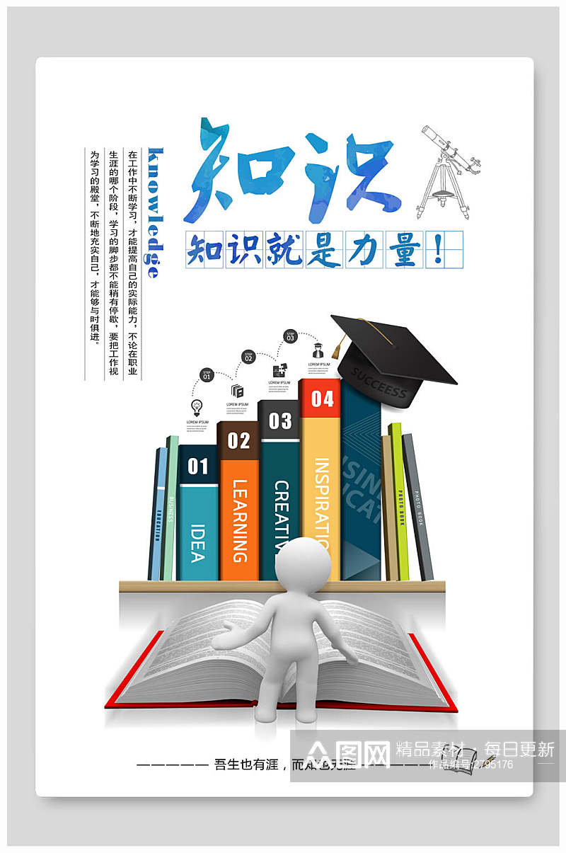 知识就是力量激励正能量企业文化海报素材