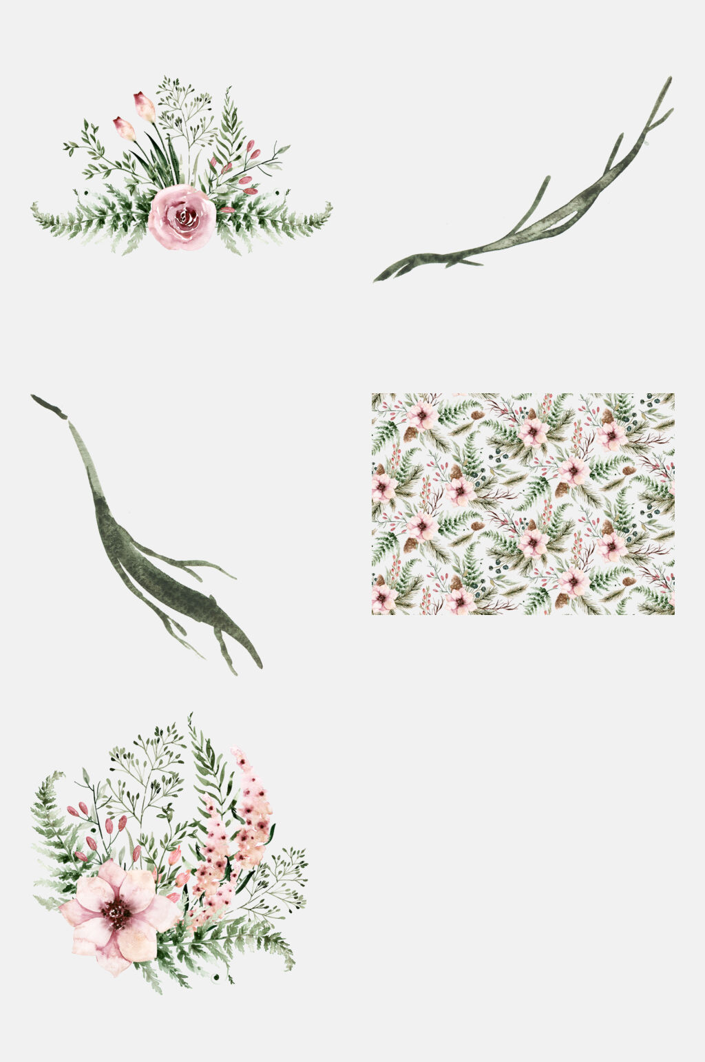 清新淡雅水彩碎花花卉免抠素材素材